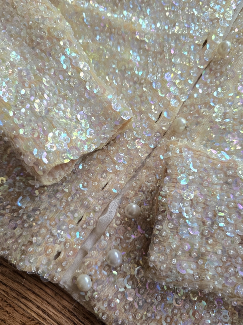 Vintage 50s Glass Bead Sequin Cardigan Sweater Handsewn Silk Lining Small Medium